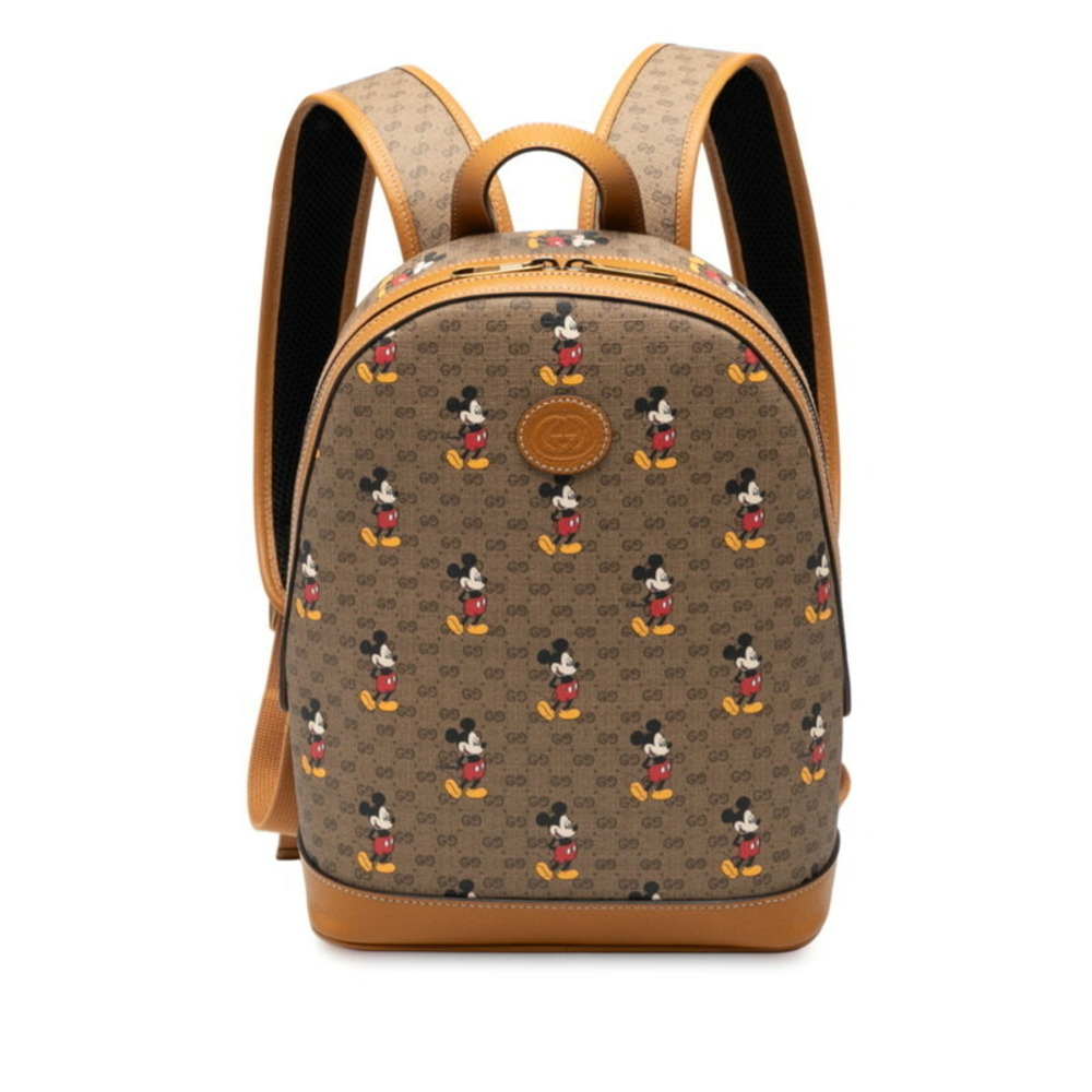 Gucci Mouse Mickey Backpack multicolored GG Supreme Disney leather brown - Picture 2 of 7